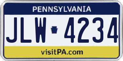 PA license plate JLW4234