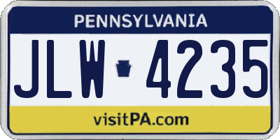 PA license plate JLW4235