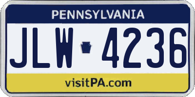 PA license plate JLW4236