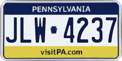 PA license plate JLW4237