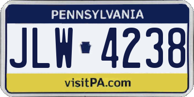 PA license plate JLW4238