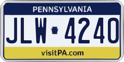 PA license plate JLW4240