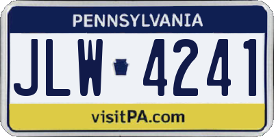 PA license plate JLW4241