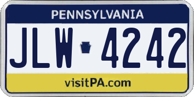 PA license plate JLW4242