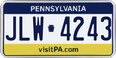 PA license plate JLW4243