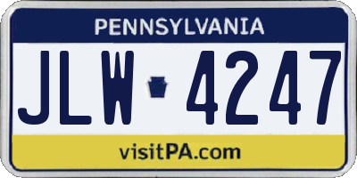 PA license plate JLW4247
