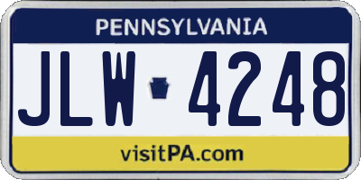 PA license plate JLW4248