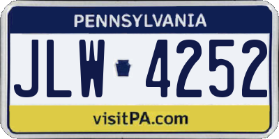 PA license plate JLW4252