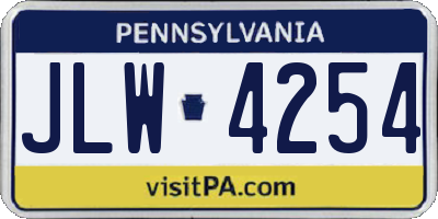 PA license plate JLW4254