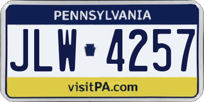 PA license plate JLW4257