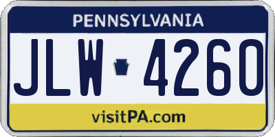 PA license plate JLW4260