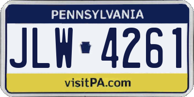 PA license plate JLW4261