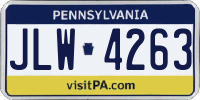 PA license plate JLW4263
