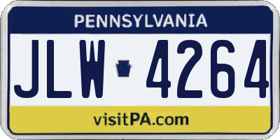 PA license plate JLW4264