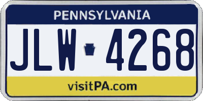 PA license plate JLW4268