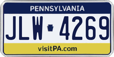 PA license plate JLW4269