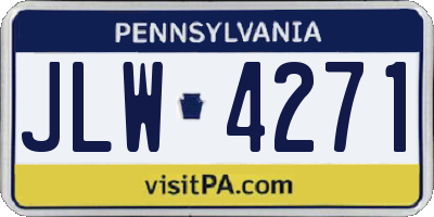PA license plate JLW4271