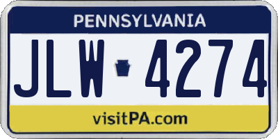 PA license plate JLW4274