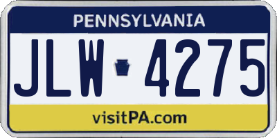 PA license plate JLW4275