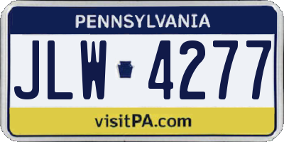 PA license plate JLW4277