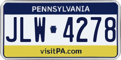 PA license plate JLW4278