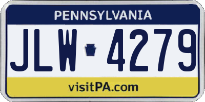 PA license plate JLW4279