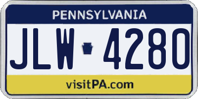 PA license plate JLW4280