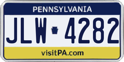 PA license plate JLW4282