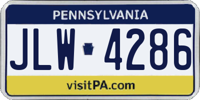 PA license plate JLW4286