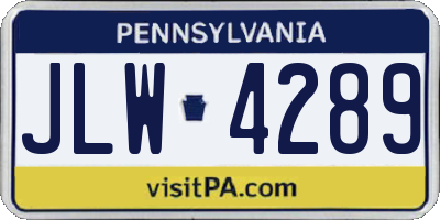 PA license plate JLW4289