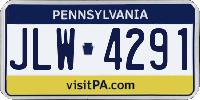 PA license plate JLW4291