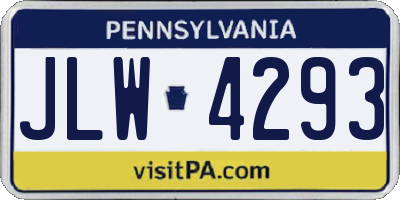 PA license plate JLW4293