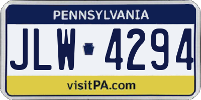 PA license plate JLW4294