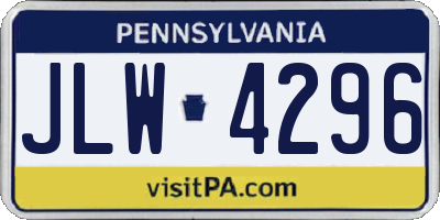 PA license plate JLW4296