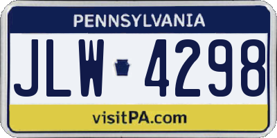 PA license plate JLW4298