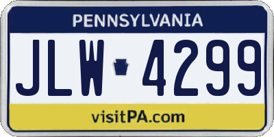 PA license plate JLW4299