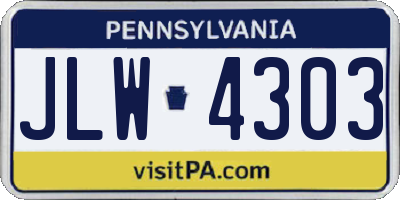 PA license plate JLW4303