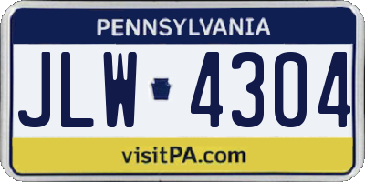 PA license plate JLW4304