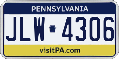 PA license plate JLW4306