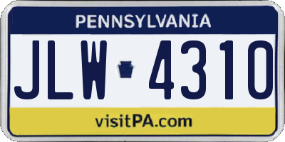 PA license plate JLW4310