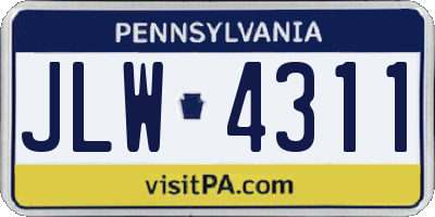 PA license plate JLW4311