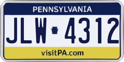 PA license plate JLW4312