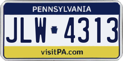 PA license plate JLW4313