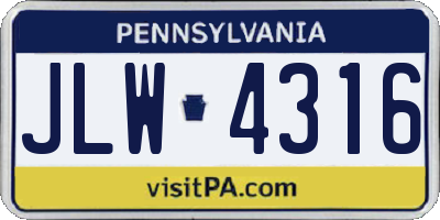 PA license plate JLW4316