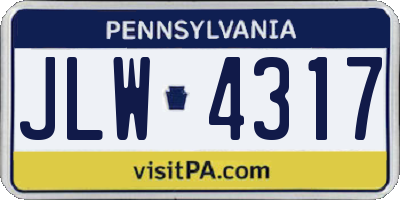 PA license plate JLW4317