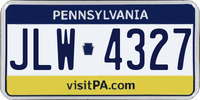 PA license plate JLW4327
