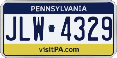 PA license plate JLW4329
