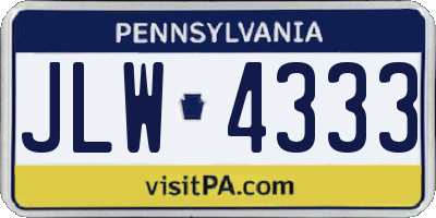 PA license plate JLW4333