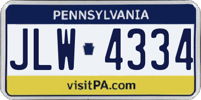 PA license plate JLW4334