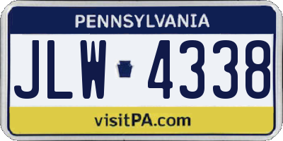 PA license plate JLW4338